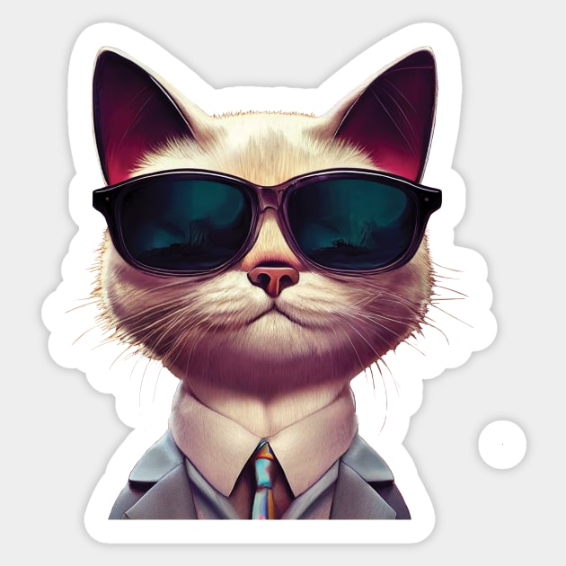 Cool Cat in Suit and Shades Sticker by Geminiartstudio